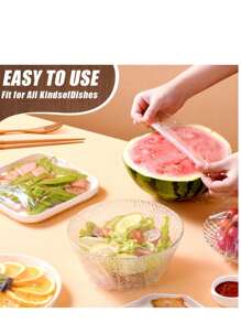 100pcs/200pcs/300pcs PE Food Fresh Keeping Covers, Elastic Plastic Bags, Food Packaging, The Simplest Kitchen Food Covers, Round Plate Covers, Shower Caps, Storage Cabinets, Kitchen Organizer, Kitchen Supplies, Room Decor, Home Decor.