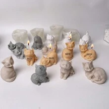 Stampo in silicone a forma di gatto carino per fai da te con cera - Bianco - Visualizzare 1