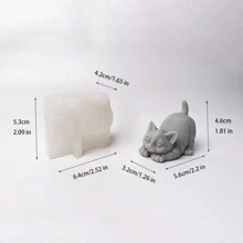 Stampo in silicone a forma di gatto carino per fai da te con cera - Bianco - Visualizzare 4