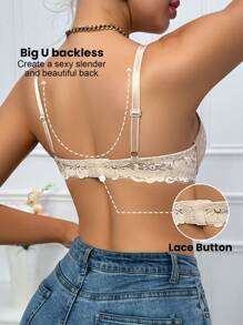 Peach Girl Beige Bielizna damska push-up seksowny koronkowy biustonosz do noszenia na co dzień - Beżowy - Zobacz 5