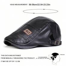 1pc Men's PU Leather Patchwork Newsboy Cap Warm Casual Hat, Suitable For Outdoor, Business, Party In Autumn/Winter - Multicolor - View 2