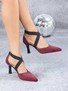 أحذية كعب عالي مفتوحة الأطراف بتصميم بوق مع عقدة فراشة