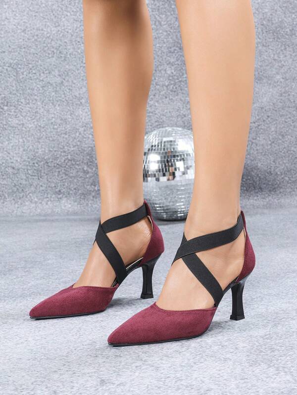 Pointed Toe Hollow Out Butterflly Knot Low Vamp Slip-On High Heel Sandals