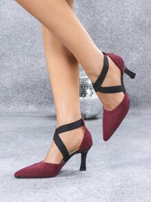 أحذية كعب عالي مفتوحة الأطراف بتصميم بوق مع عقدة فراشة