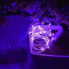 LED 灯串 20 米 200LED 仙女灯，AA 电池供电仙女灯串，防水银线铜线灯串适用于 DIY 婚礼宿舍、卧室、派对、花卉装饰、生日装饰、校园装饰、节日装饰、庭院花园装饰等 - 紫色 - 查看 6
