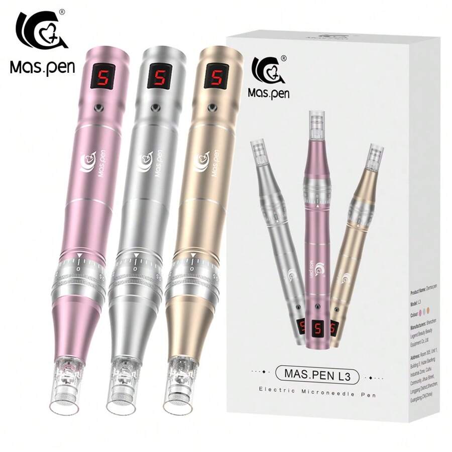 500mAh Professional Skincare Tool Micro-Needle Beauty Pen L3 With 2 Needle Heads - Gold - View 1