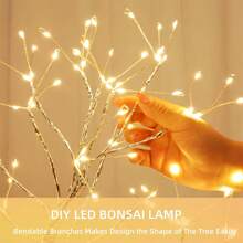 1PCS/2PCS 108 Simulated Led Tree Light Copper Wire Light, Touch Switch Home Romantic Decoration Night Light (Warm White) Without Battery, Outdoor Holiday Party Decoration, Wedding/Anniversary/Birthday/Thanksgiving/Halloween/Harvest Festival/Christmas/Valentine's Day Decoration - Warm Color-1PCS - View 6