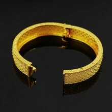 1/2/4 件迪拜风格女士手镯，金色手镯，沙特阿拉伯婚礼新娘珠宝，非洲生日礼物 - 金黃色 - 查看 10
