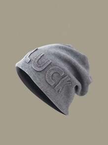 1pc Women's Casual 'LUCK' Lettering Knitted Beanie Cap, Fashionable And Versatile Wide Loose Fit Hat - Multicolor - View 13