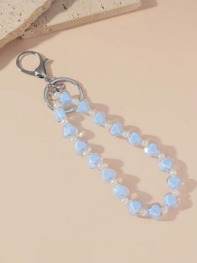 1个女士心形串珠钥匙扣，糖果色半透明心形珠子，时尚包包挂饰/吊坠，情人节礼物，汽车饰品，可爱哥特风，Y2K风格，圣诞节礼物创意，包包饰品，带证件夹的挂绳，汽车饰品，包包挂饰，汽车饰品，老师，朋友，姐妹