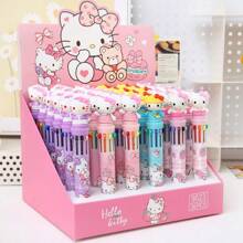 bandai 1 pennenset met 10 kleuren in de vorm van een cartoonfiguur (1 pen met 10 kleuren), schattige creatieve etui met tandpasta in de vorm van een kat, leuke organizer voor op het bureau van een student, cadeaudoos voor kantoorbenodigdheden, cartoonbalpen, set van 10 balpennen - snel drogende inkt, medium punt, leuke set kantoorbenodigdheden, geschikt voor tieners, krabbels, markeren, leuke etui, terug naar school