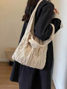 ENBEI Crochet Bags For Women Summer Beach Tote Bag Aesthetic Tote Bag Hippie Bag Knit Bag Fashion Must-Have: Women Crochet Knit Tote Bag, Hollow Out Handbag, Beach Travel Shoulder Bag, -Friendly Large Capacity Shopping Bag With Sand-Shaking Design, Perfect Gift For Students And Female Tourists In Outdoor Activities, Traveling And Shopping