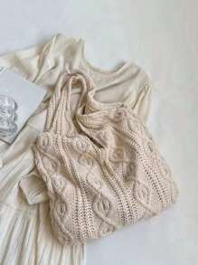 ENBEI Crochet Bags For Women Summer Beach Tote Bag Aesthetic Tote Bag Hippie Bag Knit Bag Fashion Must-Have: Women Crochet Knit Tote Bag, Hollow Out Handbag, Beach Travel Shoulder Bag, -Friendly Large Capacity Shopping Bag With Sand-Shaking Design, Perfect Gift For Students And Female Tourists In Outdoor Activities, Traveling And Shopping