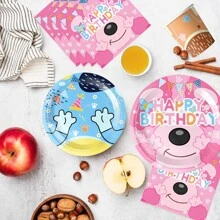 20pcs Cartoon Dog Paw Print Puppy Themed Party Tableware Set, Includes 7-Inch/9-Inch Party Plates In 2 Puppy Patterns, Cartoon Doodle Party Napkins, Dog Paw Print Party Cups, Suitable For Birthday Party, Baby Shower, Family Gathering, Picnic Back To School - Multicolor - View 6