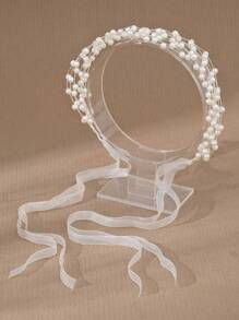 1 件优雅简约珍珠头带，适合女性婚礼、派对、节日发饰 - 銀色 - 查看 13