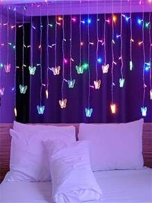 1 pieza Luces de cadena con forma de mariposa de 2m/78.7in, 48 cuentas LED, 8 modos, control remoto, decoración colgante con forma de mariposa, adecuado para dormitorio, jardín, pared, techo, fiesta, boda, vacaciones, Navidad - Multicolor - Ver 8