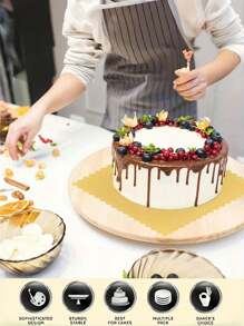 12-teilige Kuchenmatte: Quadratische gold-/silberne Kuchenmatte mit gewellten Kanten – geeignet für die Herstellung von Hochzeits-, Geburtstags- und Weihnachtskuchen – dicker Boden sorgt für Stabilität