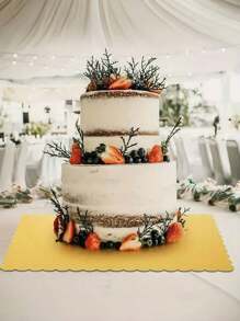 12-teilige Kuchenmatte: Quadratische gold-/silberne Kuchenmatte mit gewellten Kanten – geeignet für die Herstellung von Hochzeits-, Geburtstags- und Weihnachtskuchen – dicker Boden sorgt für Stabilität