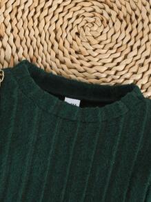 2pcs Baby Girls Spring/Autumn Simple Long Sleeve Top And Flared Leg Pants Set