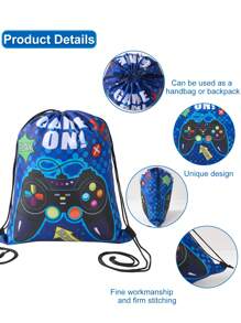 1 pieza/3 piezas/6 piezas Mochila con cordón con tema de máquinas recreativas, bolsa de regalo, bolsillo de boca (27 * 34 cm) Mochila pequeña Bolsa de embalaje de regalo de fiesta de cumpleaños, Mochila perfecta para exteriores, Mejor regalo para carnaval, Mochila de camping al aire libre, Bolsa de regalo de fiesta de cumpleaños de máquinas recreativas
