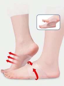 1 Pair Silicone Heel Cups, Soft Cushion Heel Sleeves With Shock Absorption, Flexible Heel Support Pads For Shoes & Daily Wear - White - View 4
