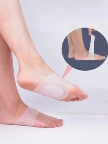 1 Pair Silicone Heel Cups, Soft Cushion Heel Sleeves With Shock Absorption, Flexible Heel Support Pads For Shoes & Daily Wear - White - View 3