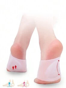 1 Pair Silicone Heel Cups, Soft Cushion Heel Sleeves With Shock Absorption, Flexible Heel Support Pads For Shoes & Daily Wear - White - View 2