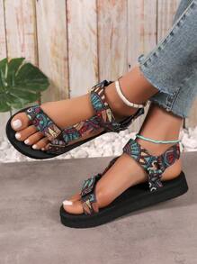 2025 Summer Sandals, Women Beach Sports Sandals, Flat, New Bohemian Style - Sunflower - View 2