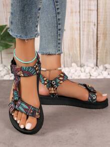 2025 Summer Sandals, Women Beach Sports Sandals, Flat, New Bohemian Style - Sunflower - View 1