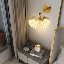 Vintage Brass Metal Wall Sconce: 360° Rotatable Flower Plate Design Wall Lamp Fixture, All Copper E26 Hardwired Light For Farmhouse Living Room, Hallway, And Bedside Decor (Light Source Not Included) - 金色 - 查看 6