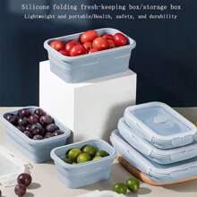 1 Set/2 Sets/3 Sets/4 Sets Silicone Folding Lunch Box Food Storage Container, European Simple Design, Portable, Freezer & Microwave Friendly, Suitable For Holiday Gatherings, Camping, Celebrations,Back To School - Multicolor - View 8