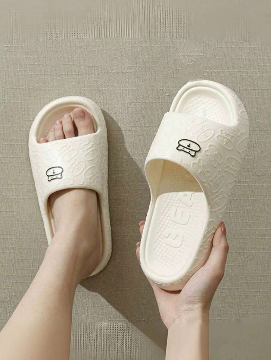 适合夏季、室内和家庭使用的可爱拖鞋，防滑浴室厚底拖鞋