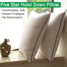 Luxury Goose Down Pillows Standard Size, Bed Pillows For Sleeping, Pillow For Back, Stomach Or Side Sleepers