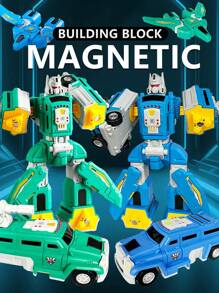 1pc Creative Assembly Transformer Robot Car Airplane Disassembly Construction Imaginative Development Hands-On Ability Training Transformable Robot Toy, Gift For Boys - Multicolor - View 2