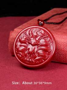 1 pieza Colgante de zorro de cinabrio natural de alto contenido, colgante de collar de arena púrpura dorada, amuleto para el año del zodíaco, colgante de zorro de nueve colas carismático, atrae flores de durazno, joyería retro de moda unisex, regalo del Día de San Valentín, mamá, madre, Día de la Madre, regalo