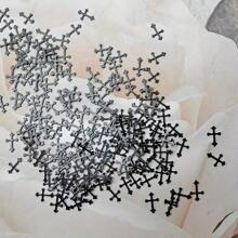 100 sztuk/worek Zestaw czarnych krzyżyków do paznokci - 3D metalowe naklejki do samodzielnego manicure, bezwonne akcesoria do zdobienia paznokci do pielęgnacji dłoni i stóp