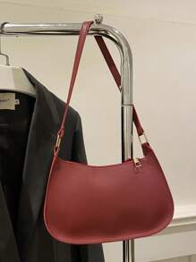 Túi đeo vai thời trang tối giản, Túi đeo nách cổ điển, Túi tote khóa kéo nhẹ cao cấp, Túi xách thanh lịch phong cách đường phố Âu Mỹ đa chức năng, Ví nhỏ dung tích lớn thích hợp cho bạn bè, học sinh, công sở, đựng đồ trang điểm - Màu Đỏ Sâu - Xem 10