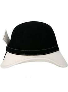 HIMESPORT Sombrero de fieltro de lana blanco de ala ancha con lazo para mujer y dama. Sombrero de copa, sombrero de fieltro, sombrero para fiestas de té, vestidos de boda, iglesia, carreras de Derby, sombrero de cóctel, sombrero de pillbox