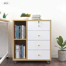 "4PCS Threaded Stem Casters 2 Inch M10 Chair Caster Load Bearing With Brake, Coffee Table Small Wheels, PU Polyurethane Swivel Casters For Cabinets" - Black - View 4