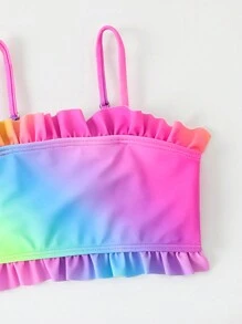3pcs/Set Young Girl' Casual Vacation Outdoor Sports Mermaid Print Swimwear, Spring/Summer