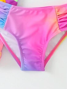 3pcs/Set Young Girl' Casual Vacation Outdoor Sports Mermaid Print Swimwear, Spring/Summer
