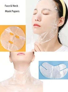 200pcs Disposable Moisturizing Face Mask Sheets, Transparent Plastic Mask Sheets For Salon, Neck Wrinkle Treatment, Waterproof & Moisturizing, Used With Serum, Mask, Mud Mask Etc. Suitable For Salon, SPA, Beauty Parlor, Home Facial Care - Clear - View 1