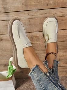New Fashionable Round Toe Flat Loafers, Casual Low Top Oxfords, British Style Plus Size Women Shoes, Suitable For Spring/Autumn