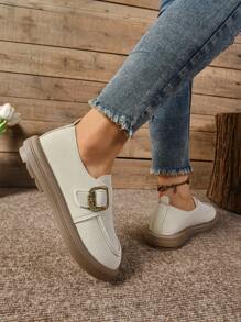 New Fashionable Round Toe Flat Loafers, Casual Low Top Oxfords, British Style Plus Size Women Shoes, Suitable For Spring/Autumn