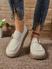 New Fashionable Round Toe Flat Loafers, Casual Low Top Oxfords, British Style Plus Size Women Shoes, Suitable For Spring/Autumn
