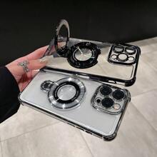 3D New Transparent Anti-Fall TPU Phone Case + Circular Double Ring Magnetic Holder, Suitable For IPhone 17 16, Galaxy A04E A05S A06 A12 A13 A14 A15 A16 A17 A21S A22 A23 A24 A32 A33 A34 A35 A53 A54 A73 S10 S20 S21 S22 S23 S24 S25 Ultra, Note 20, Redmi Note 7/8/9/10/11/12/13/14/15, Redmi 9/10/12/13C/14C/15C, OPPO, MOTO, Honor, HW, Realme, Reno 7