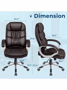 Vineego Office Chair High Back Computer Chair Ergonomic Desk Chair, PU Leather Adjustable Height Modern Executive Swivel Task Chair,White