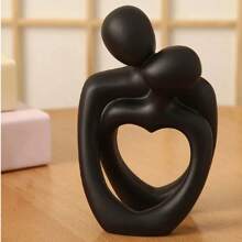 1件“爱之吻”雕像，树脂材质，情侣拥抱装饰摆件，浪漫礼物，寓意深刻的雕塑，适用于卧室、家庭办公室、书架、桌面装饰 - 彩色 - 查看 13