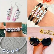 1 Pack/Set 700pcs Multicolor Letter Beads For DIY Bracelet And Necklace Making, With Elastic Cord Included