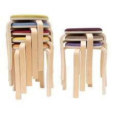 HYYKJ-US Set Of 8 Stacking Wooden Stools Stackable Stools Modern Stackable Round Stools - 1 - View 8